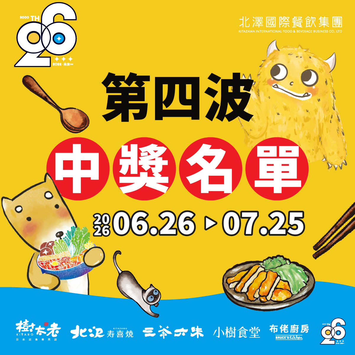 【北澤26 未來∞】26週年月月抽 第四波中獎名單