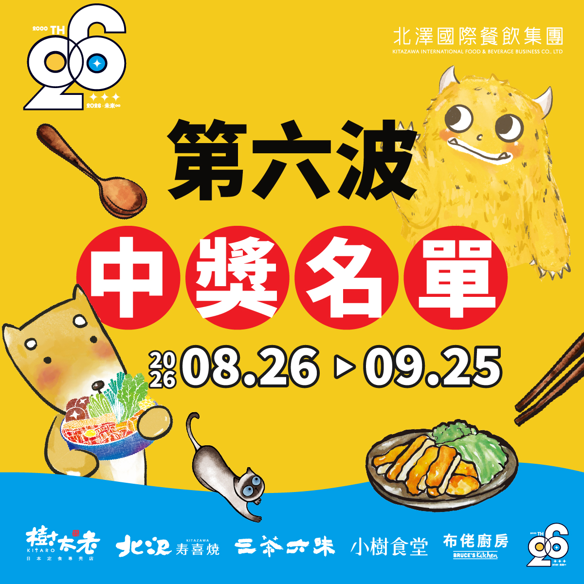 【北澤26 未來∞】26週年月月抽 第六波中獎名單